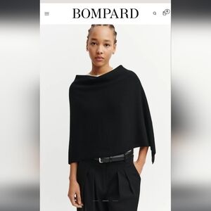 NWT Eric Bompard Black 100% Cashmere Poncho Sweater One Size